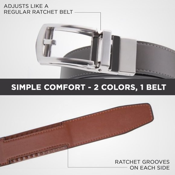 Reversible Ratchet Belts For Men-Genuine Leather-One Size-2 Colors, 1 Belt (1PK) - Picture 13 of 16